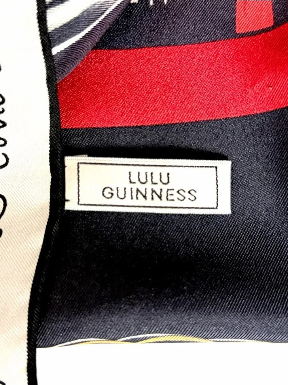 Lulu Guinness Silk Scarf Red Black Novelty Handbag Print Collectibles Theme